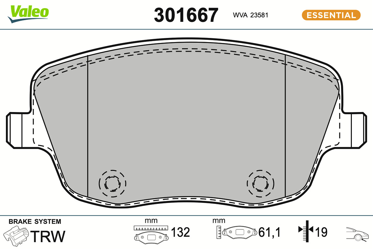 Jeu de 4 plaquettes de frein VALEO ref. 301667